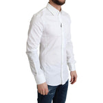 Dolce & Gabbana White Cotton Stretch Men Formal SICILIA Shirt TSH5939 -38