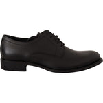Dolce & Gabbana Black Leather Lace Up Mens Formal Derby Shoes MV3943-41