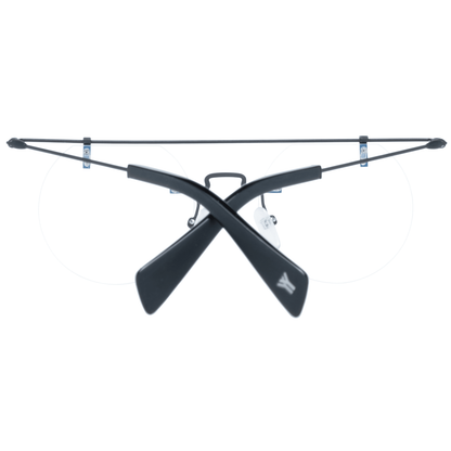 Yohji Yamamoto Black Metal Glasses (Frames) with demo lenses, round bottom-rim style, black metal frame, temples 148mm.