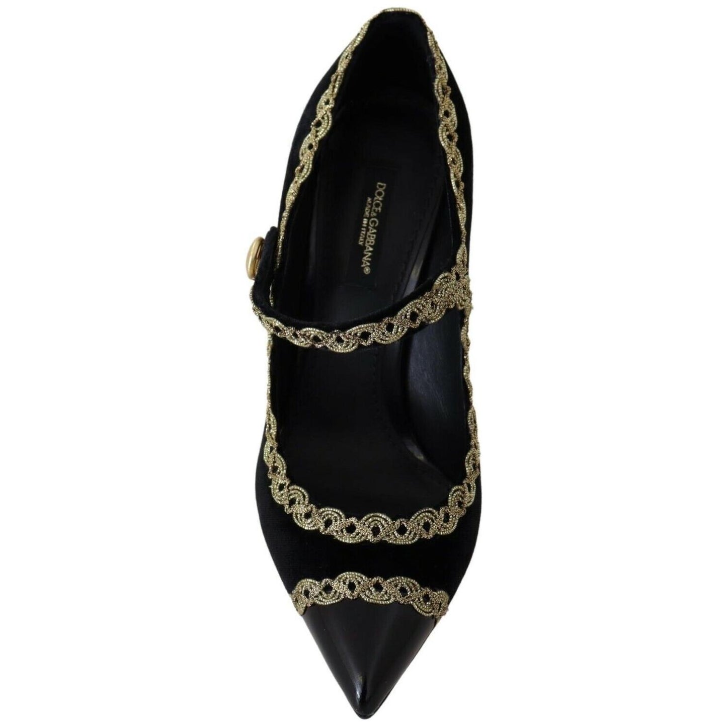 Dolce & Gabbana Black Embellished Velvet Mary Jane Pumps Shoes WOMAN PUMPS
