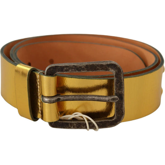 John Galliano Gold Genuine Leather Rustic Silver Buckle Waist Belt BEL8142 -100