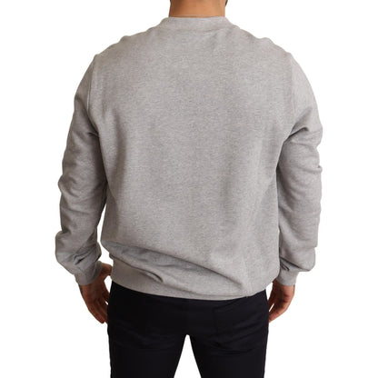 Dolce & Gabbana Gray Crown King Print Cotton Sweater MAN SWEATERS