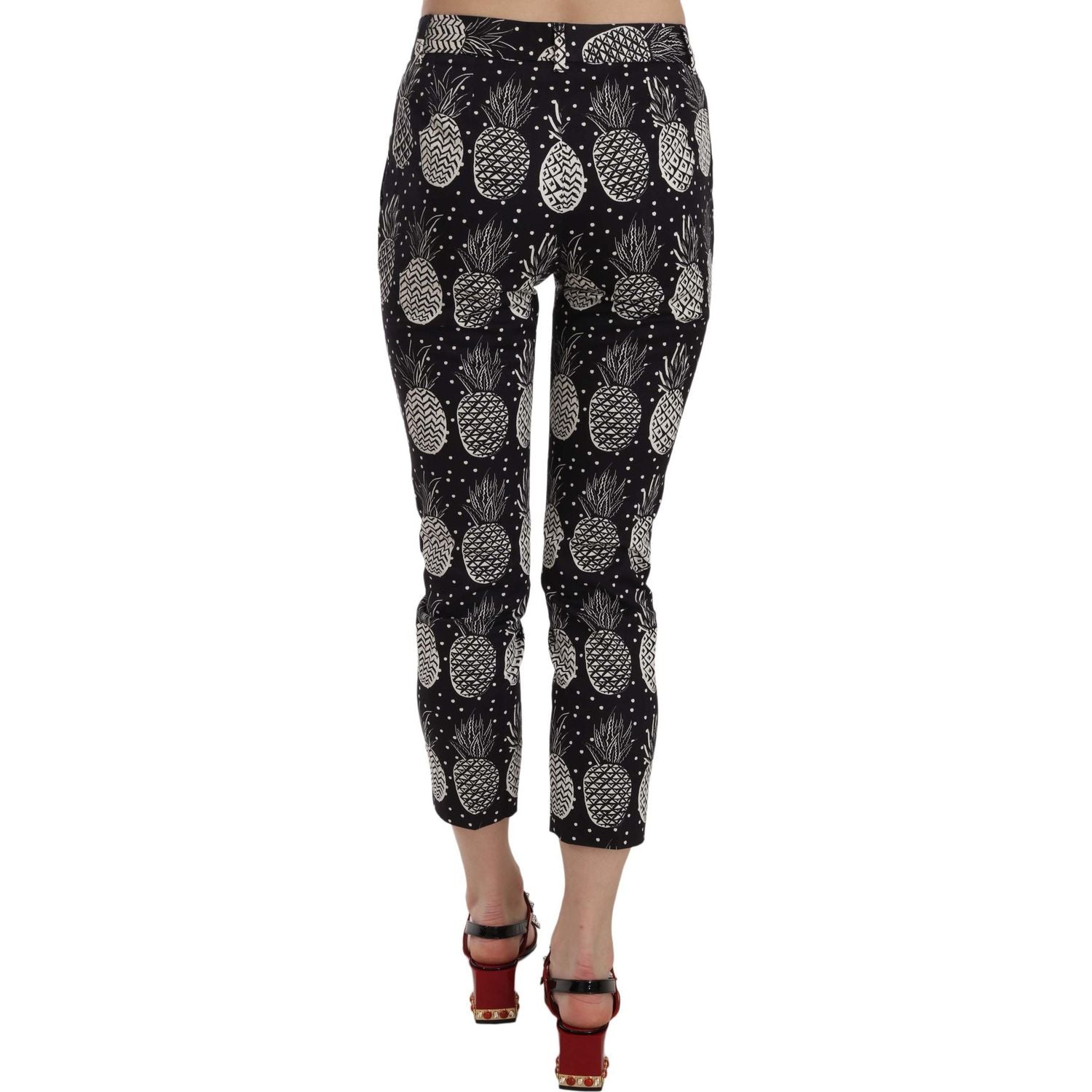 Dolce & Gabbana Black Pineapple Print Skinny Capri Pants