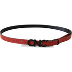 Costume National Red Black Leather Black Logo Buckle Blood Belt BEL61068 -85