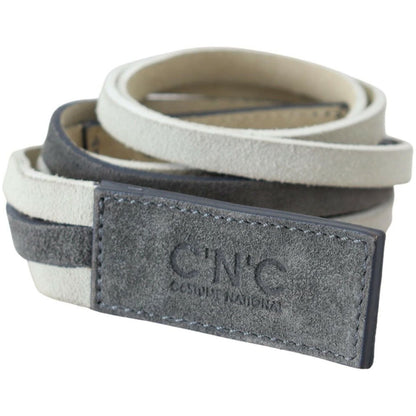 Costume National White Velvet Square Logo Design Waist Belt WOMAN BELTS