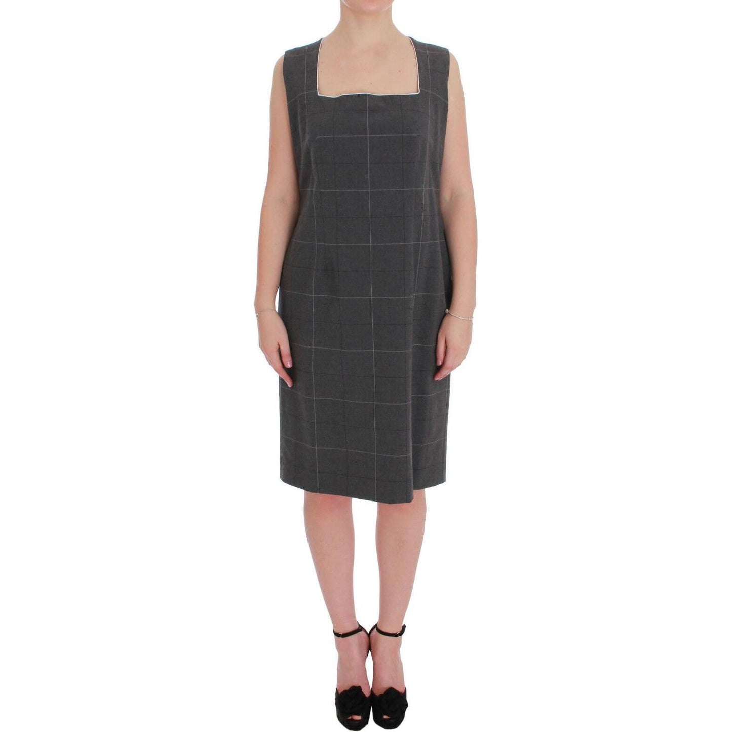 BENCIVENGA Gray Checkered Cotton Blazer Dress Set Suit Skirt Suit