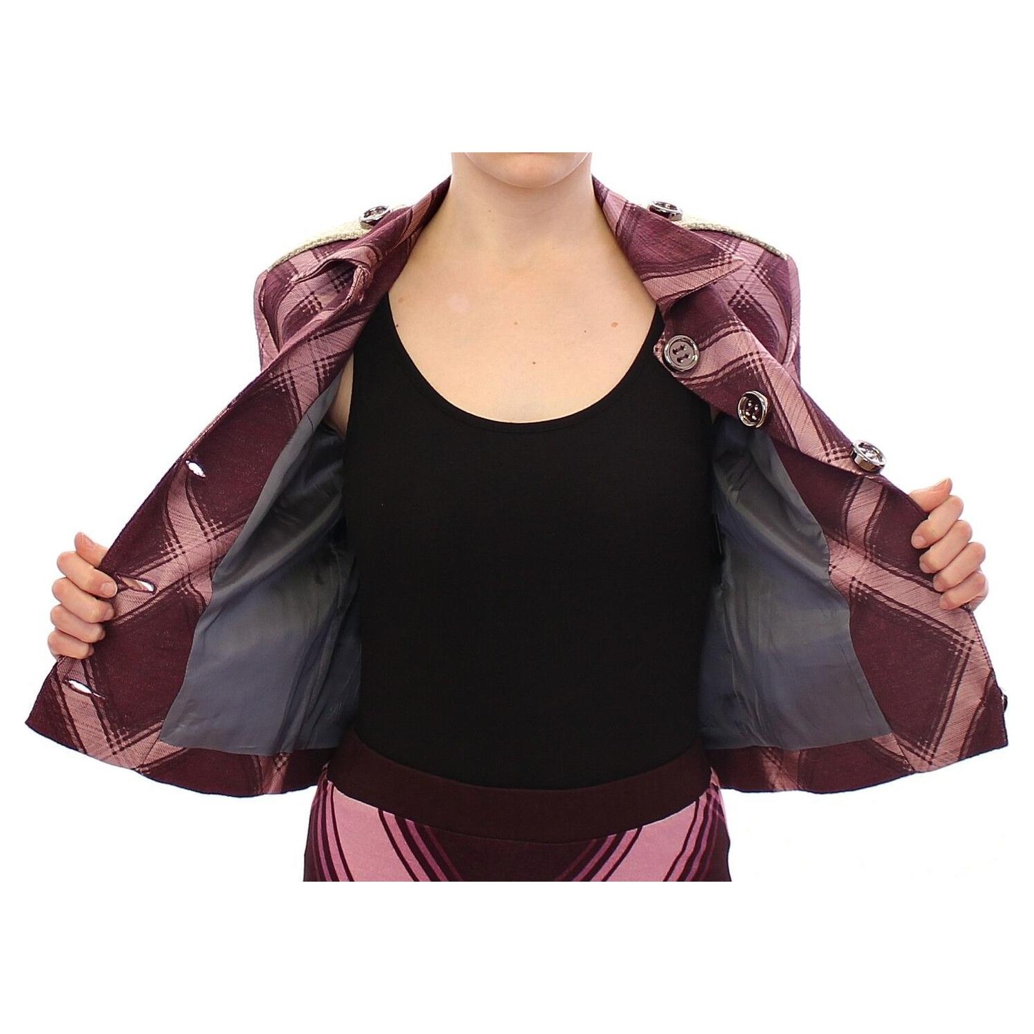 House of Holland Check Trench Coat Blazer Purple Jacket