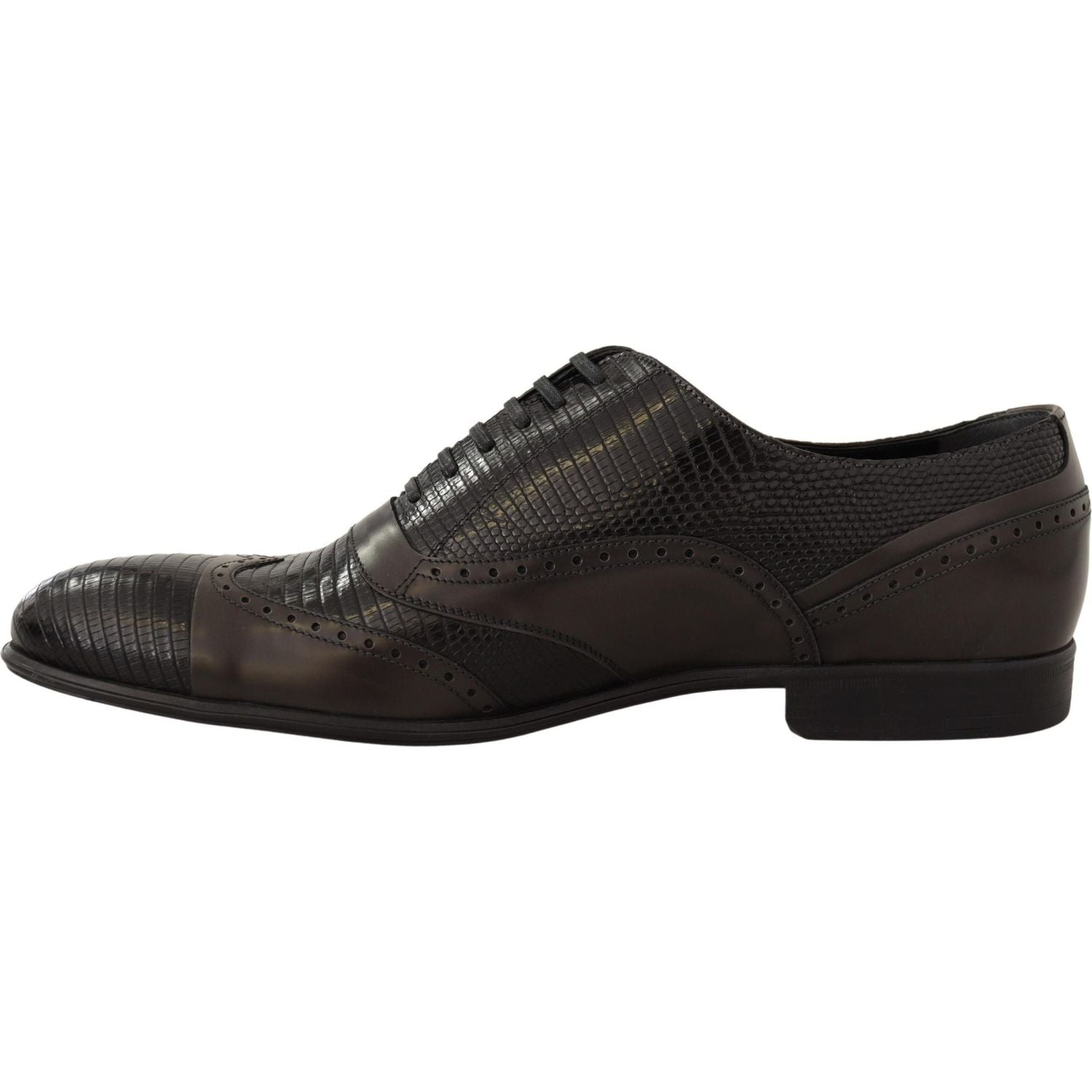 Dolce & Gabbana Brown Lizard Skin Leather Oxford Dress Shoes