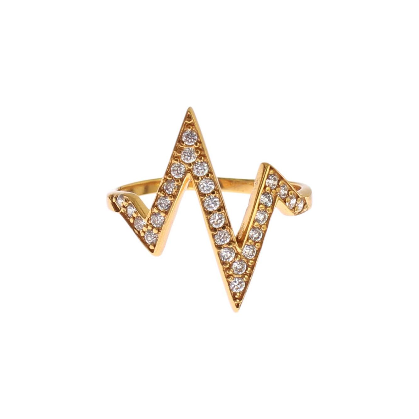 Nialaya Gold 925 Silver Womens Clear CZ 18K Ring