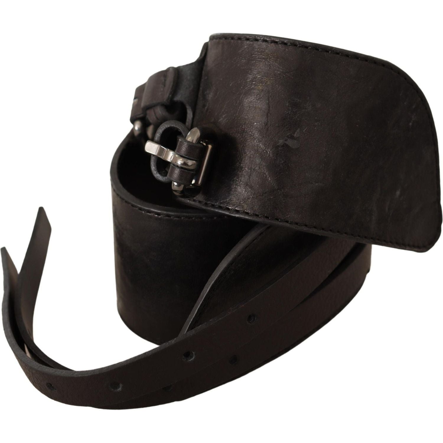 Costume National Dark Brown Leather Double Buckle Belt