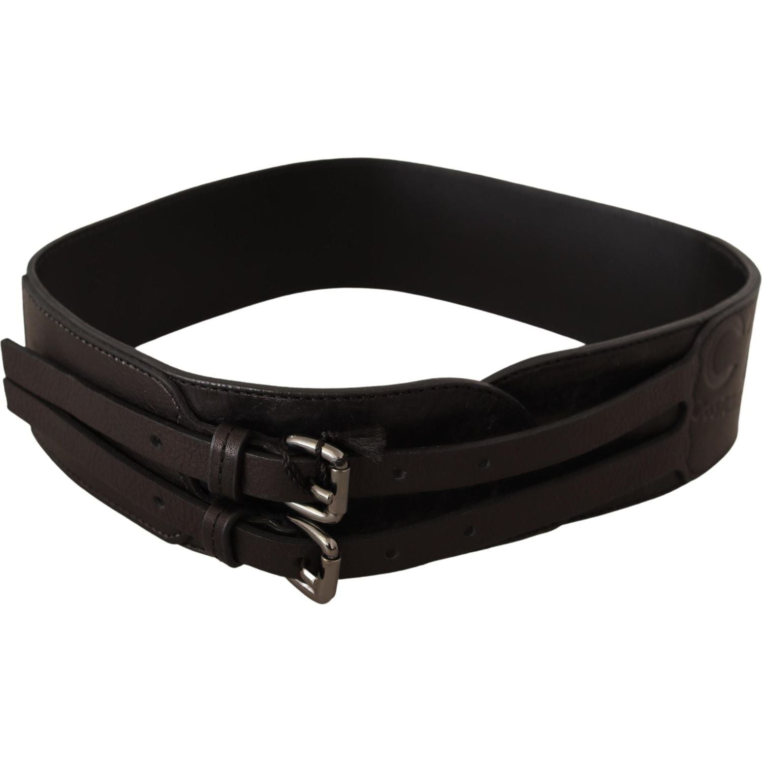 Costume National Dark Brown Leather Double Buckle Belt