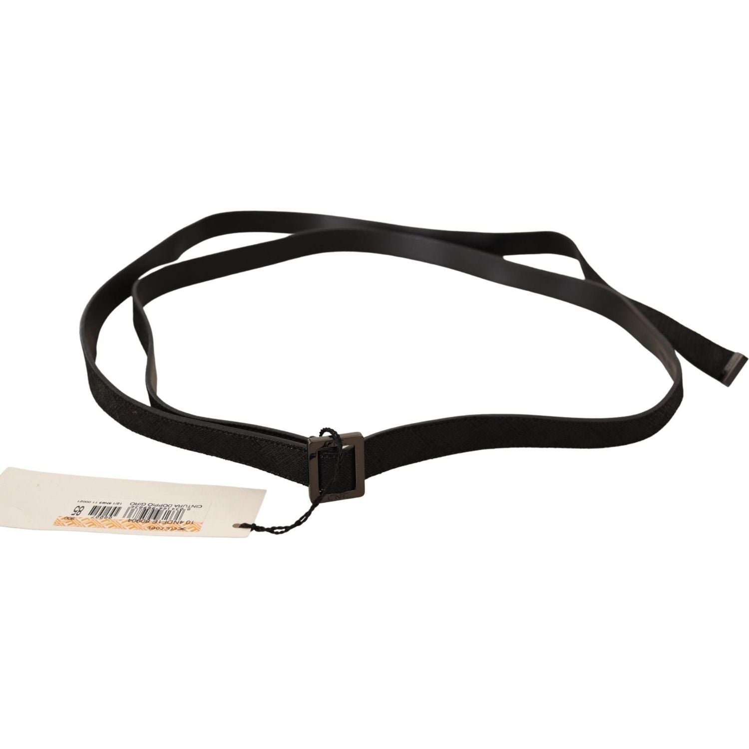 حزام أنيق من الجلد الأسود الوطني مع مشبك معدني