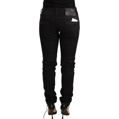 Acht Black Washed Cotton Slim Fit Denim Low Waist Trouser Jeans Jeans & Pants