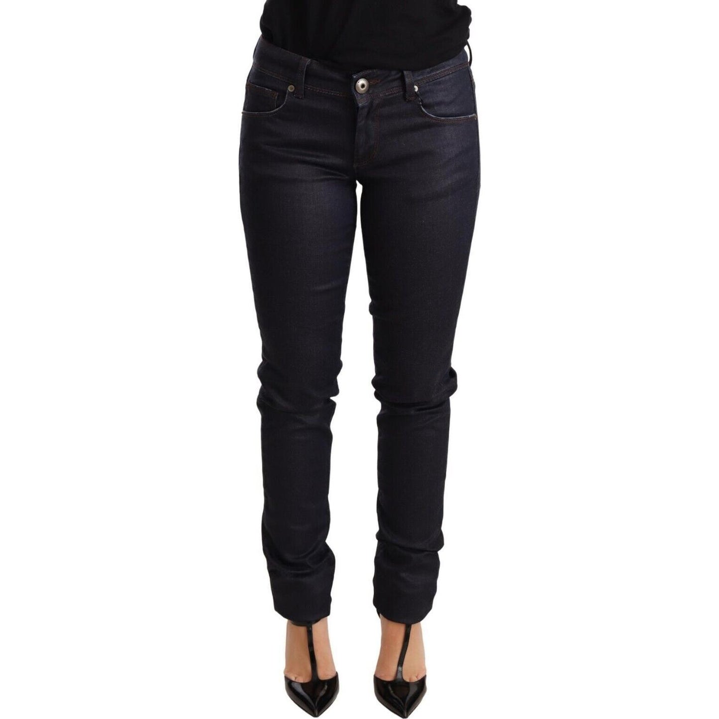 Ermanno Scervino Blue Low Waist Skinny Slim Trouser Cotton Jeans Jeans & Pants