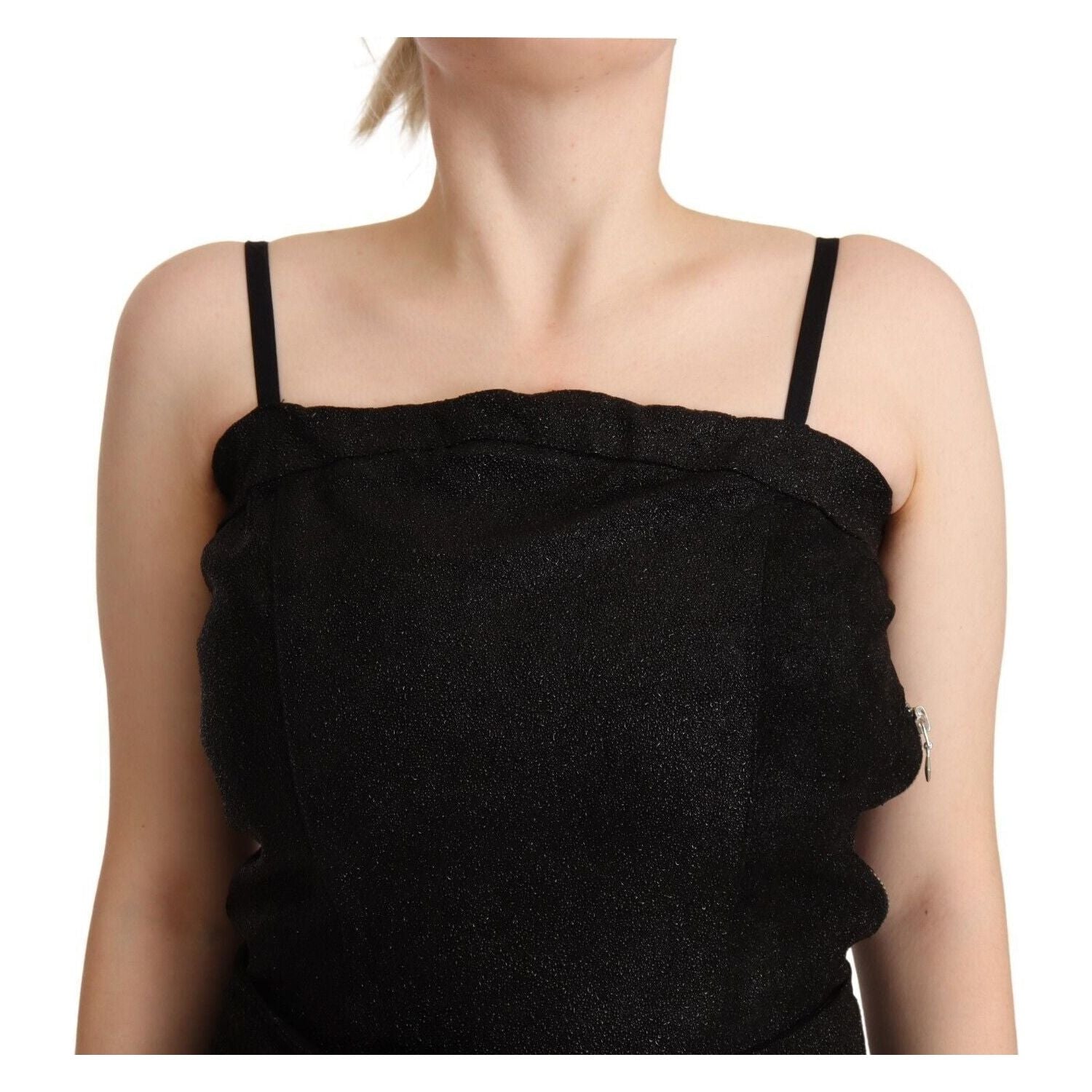 优雅黑色无袖连身连衣裙