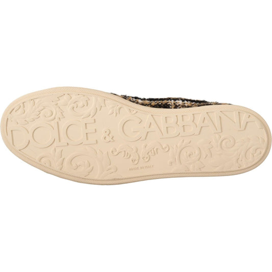 Dolce & Gabbana Beige Brown Wool Cotton High Top Sneakers MV4415-44