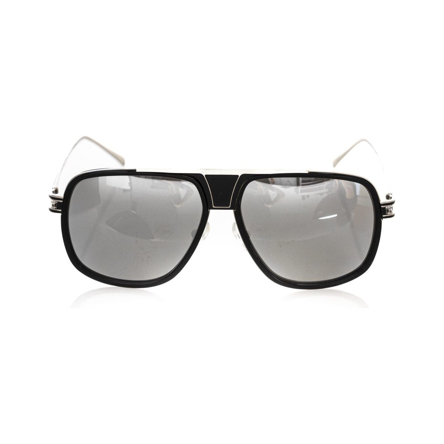 Frankie Morello Black Metallic Fiber Men Sunglass