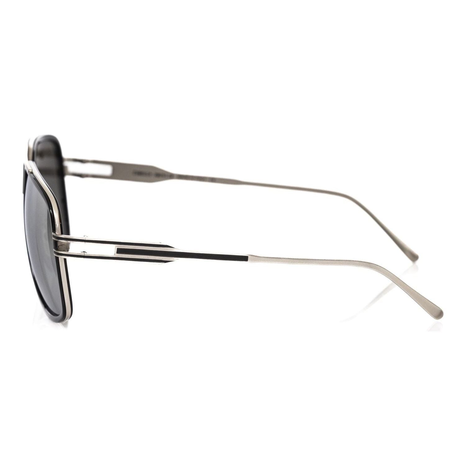 Frankie Morello Black Metallic Fiber Men Sunglass