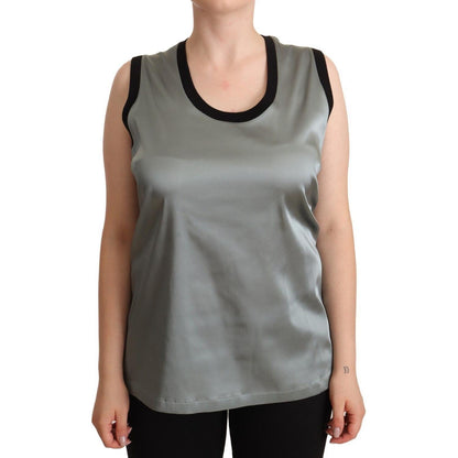 Dolce & Gabbana Silver Round Neck Sleeveless Casual Tank Top WOMAN TOPS AND SHIRTS