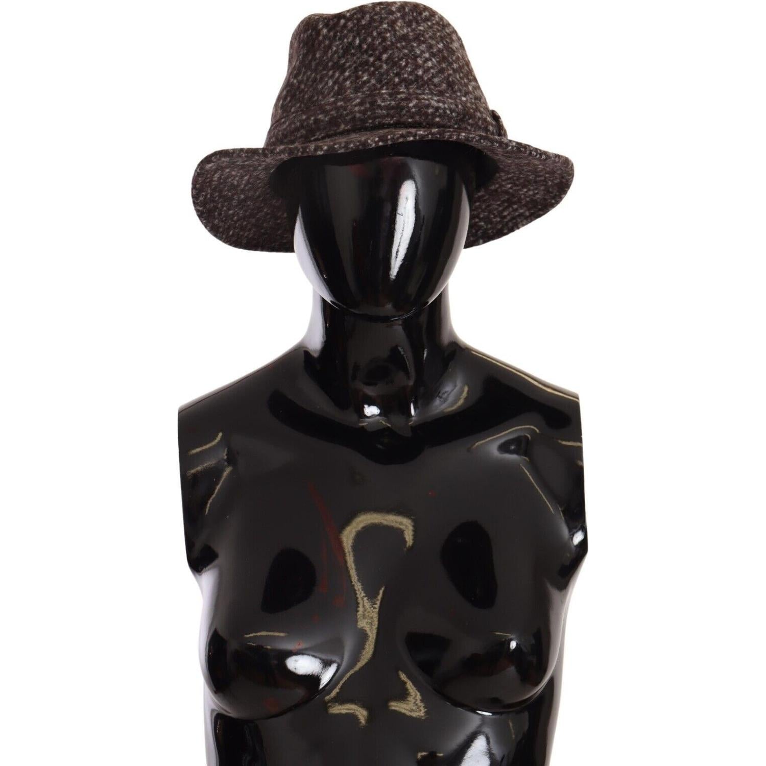 优雅的灰色粗花呢宽边帽