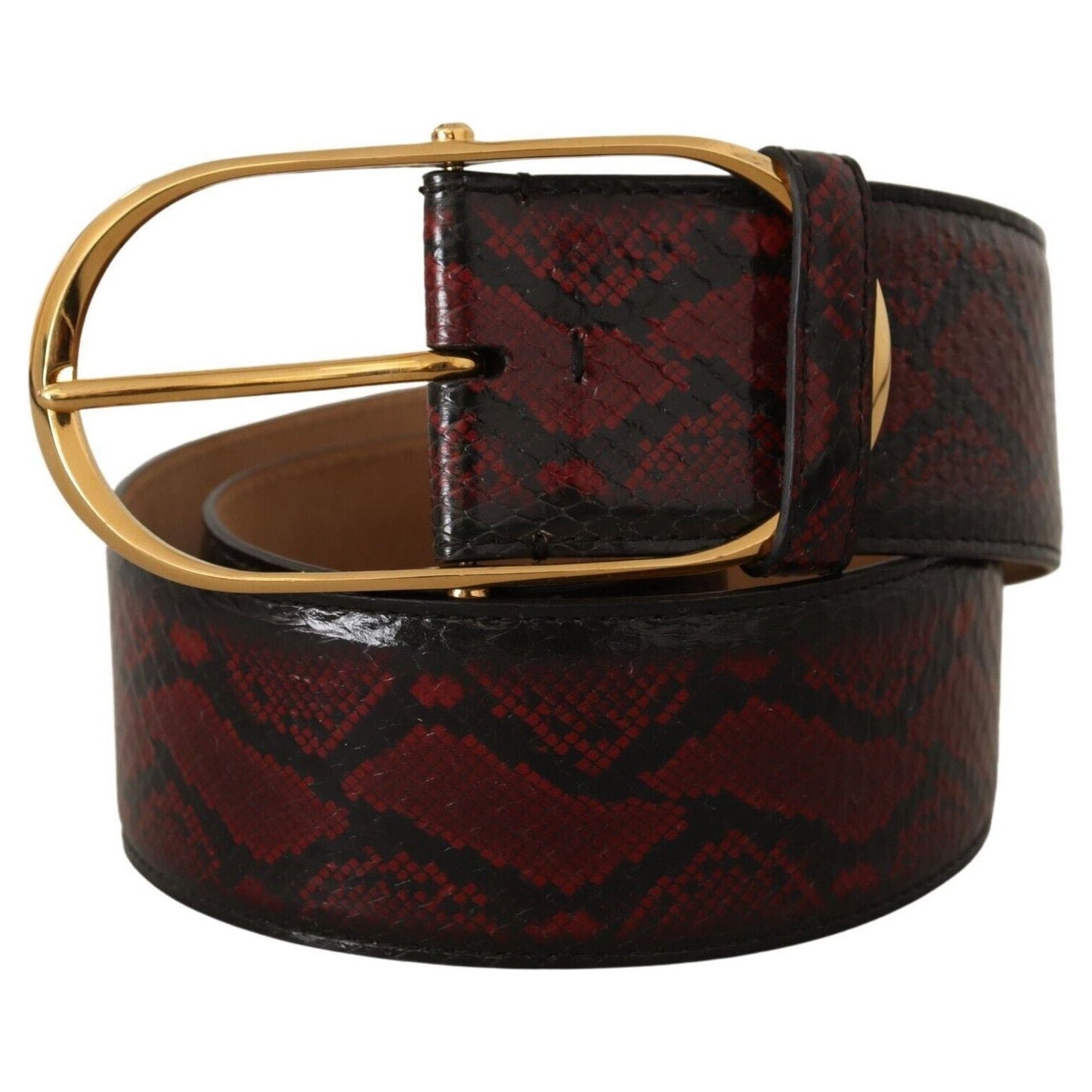 Dolce & Gabbana Red Exotic Leather Gold Oval Buckle Belt WOMAN BELTS