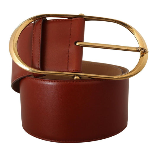 Dolce & Gabbana Maroon Leather Gold Metal Oval Buckle Belt BEL8346 - 75