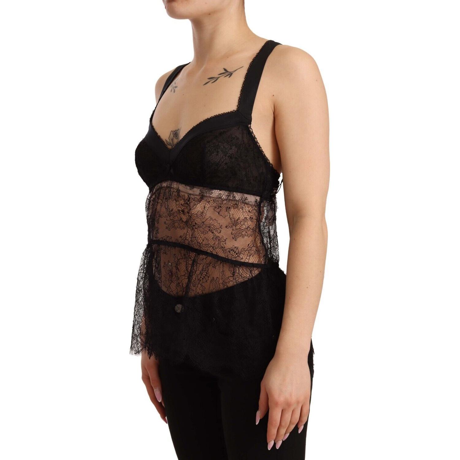 قميص داخلي أنيق من الحرير الأسود من دولتشي آند غابانا