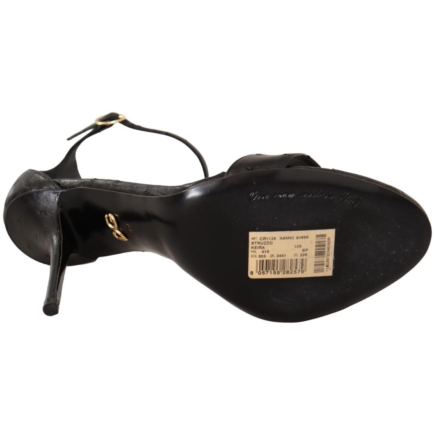 حذاء دولتشي آند غابانا الأنيق المصنوع من جلد النعام بكعب عالٍ ورباط للكاحل