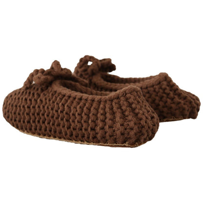 Dolce & Gabbana Brown Slip On Ballerina Flats Wool Knit Shoes