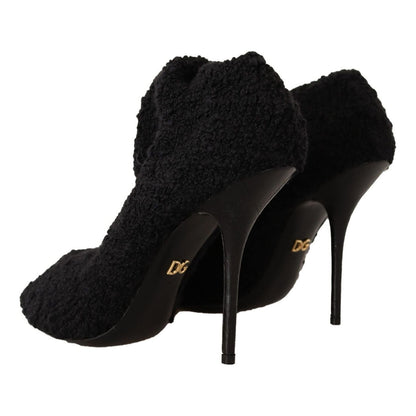 Dolce & Gabbana Black Stretch Socks Knee High Booties Shoes