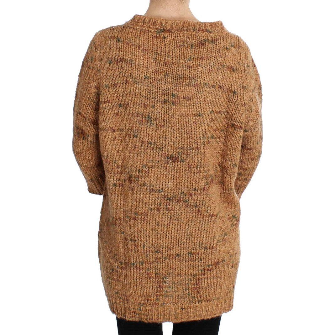 PINK MEMORIES Brown Wool Blend Knitted Oversize Sweater