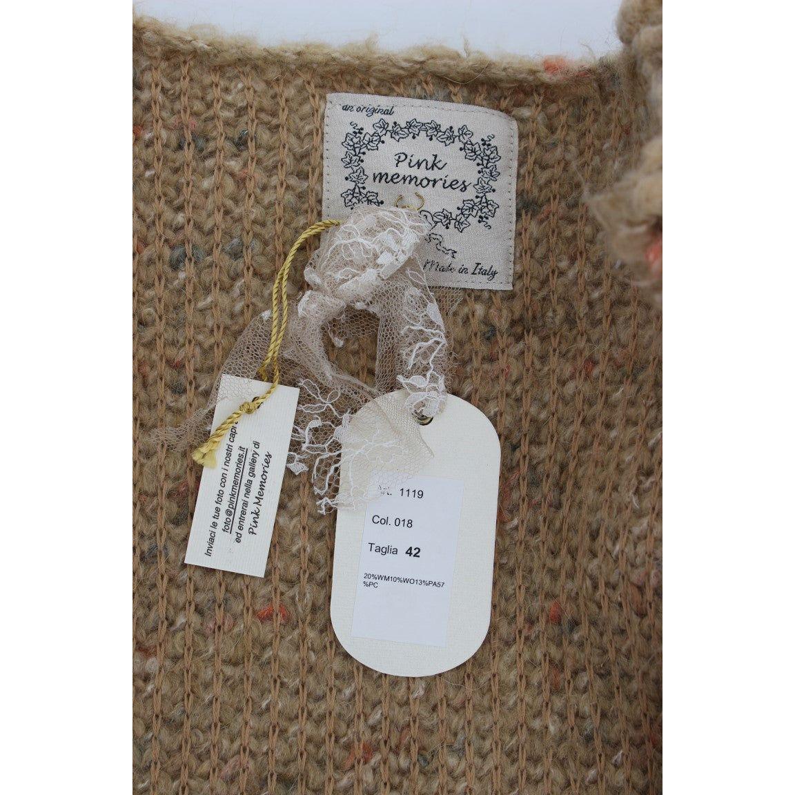 PINK MEMORIES Beige Wool Blend Cape Sweater SIG30270-1