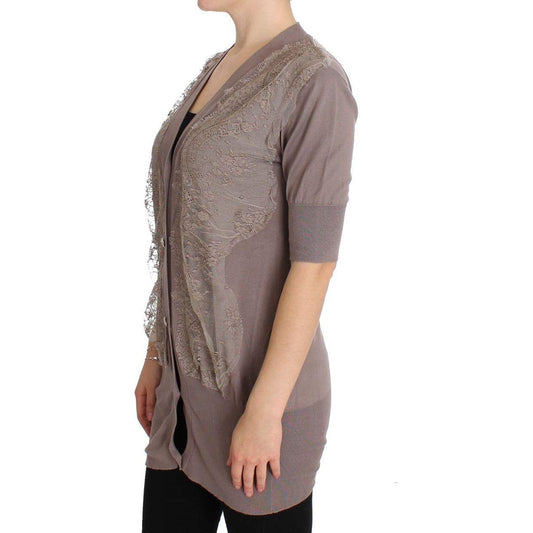 PINK MEMORIES Purple Lace Cotton Cardigan Sweater SIG30271-2