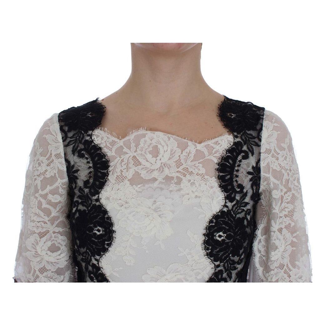 Dolce & Gabbana White Floral Lace Full Length Gown Dress