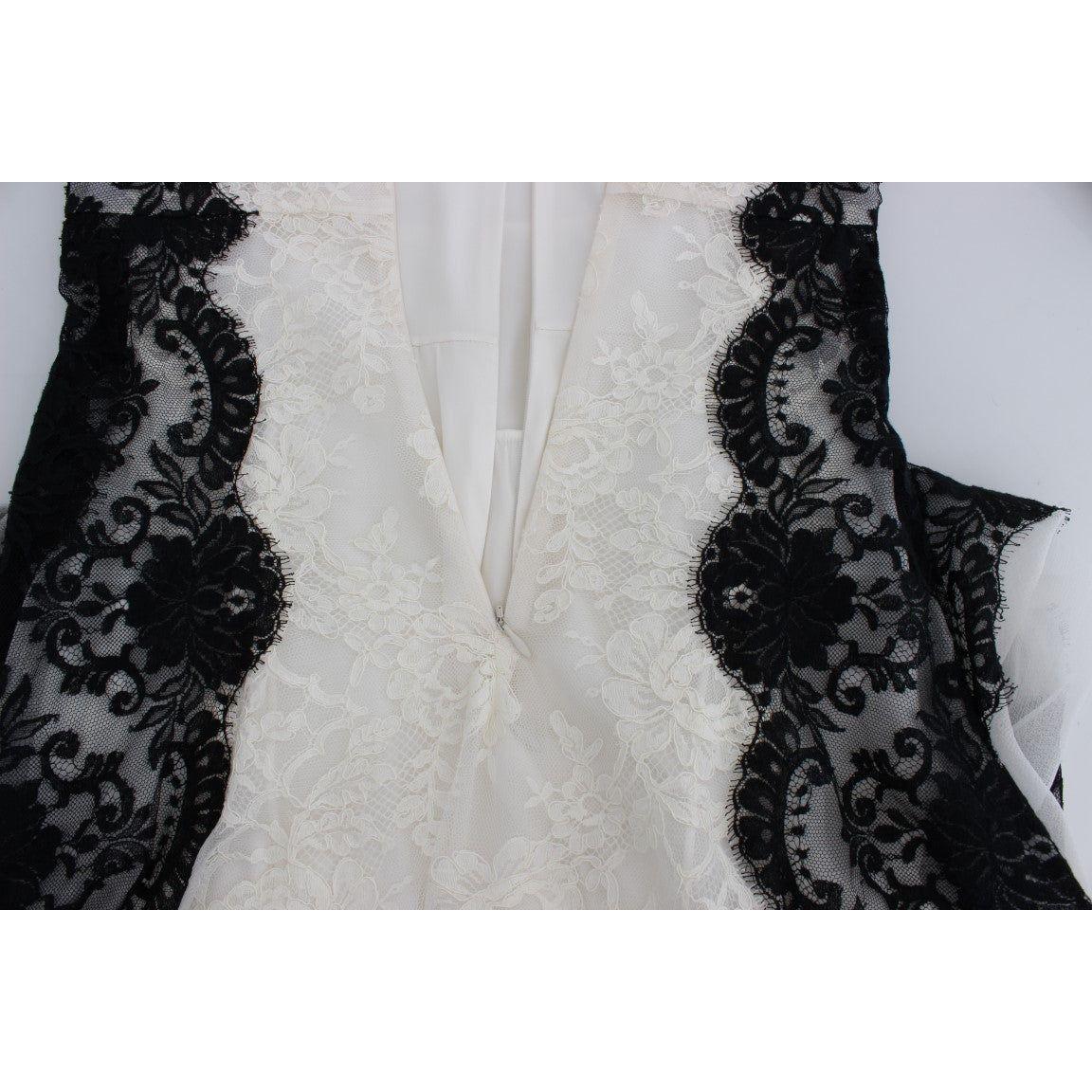 فستان ماكسي من مزيج الحرير والدانتيل من دولتشي آند غابانا