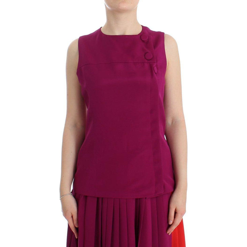 Barbara Casasola Purple Silk Sleeveless Blouse Top SIG12590-1