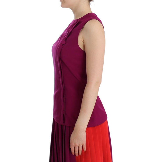 Barbara Casasola Purple Silk Sleeveless Blouse Top SIG12590-1