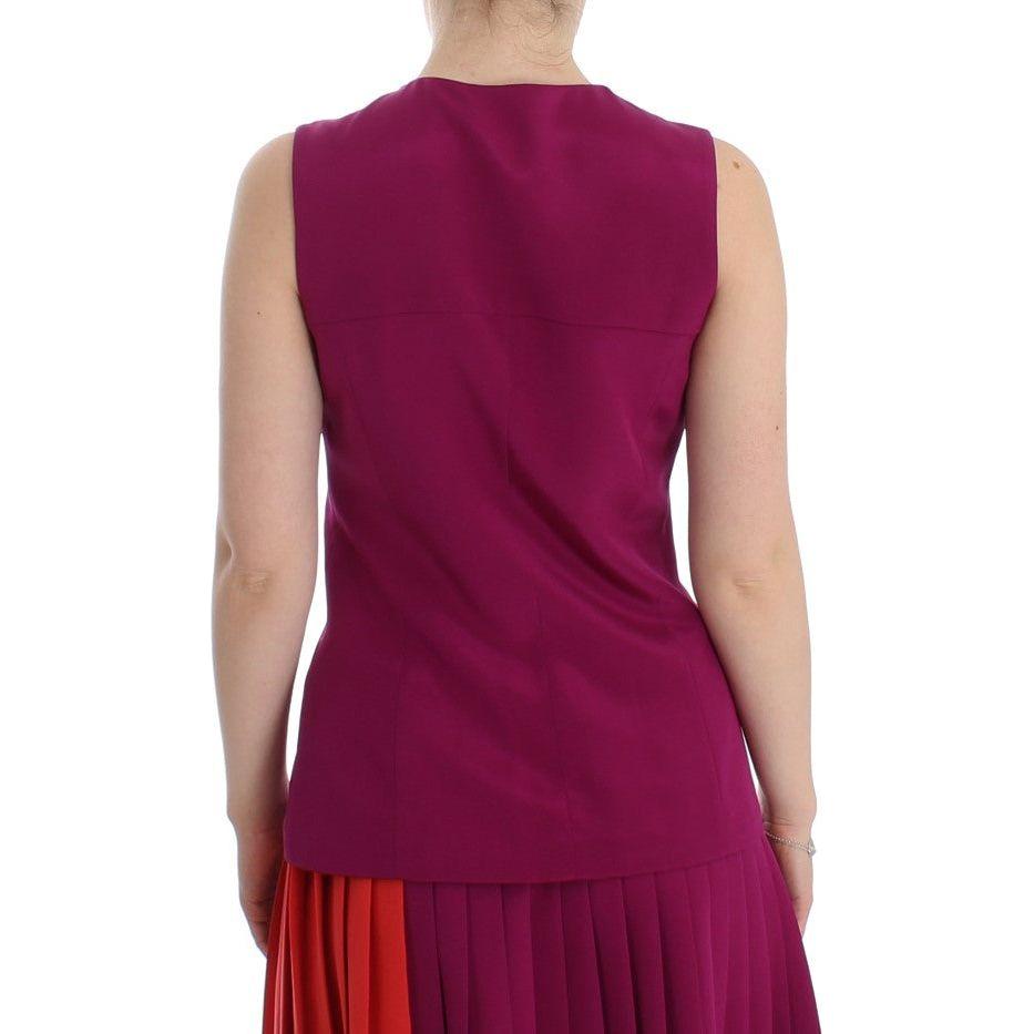 Barbara Casasola Purple Silk Sleeveless Blouse Top SIG12590-1
