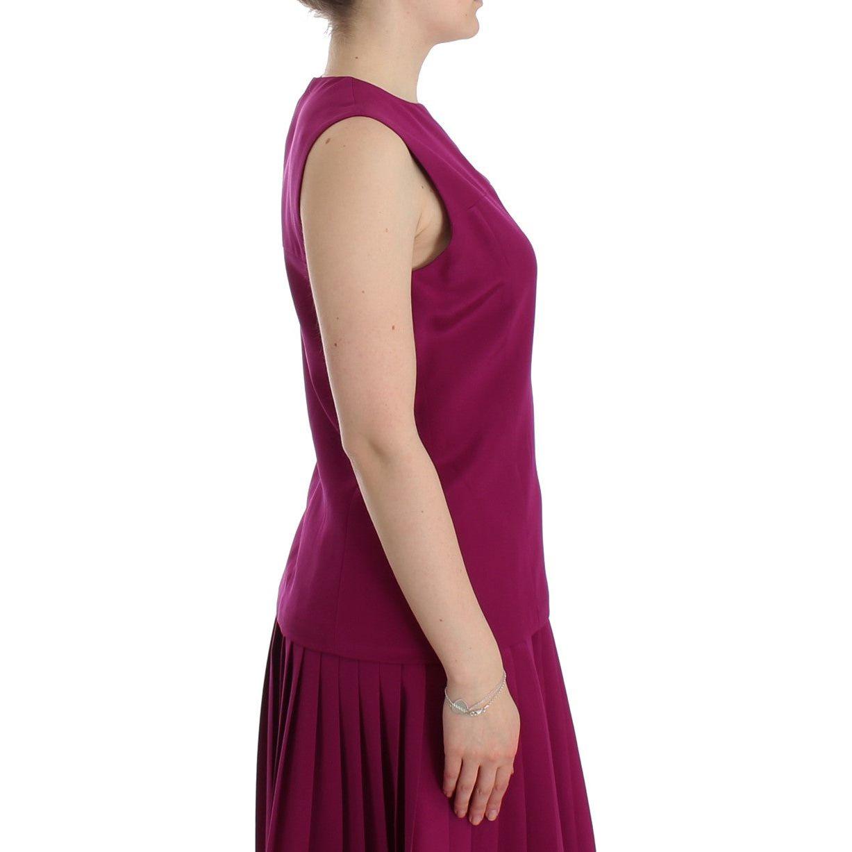 Barbara Casasola Purple Silk Sleeveless Blouse Top SIG12590-1
