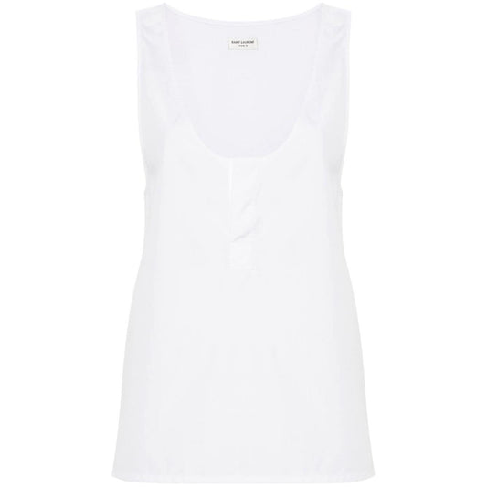 Saint Laurent semi-sheer Henley Tank Top 790074Y227W9000
