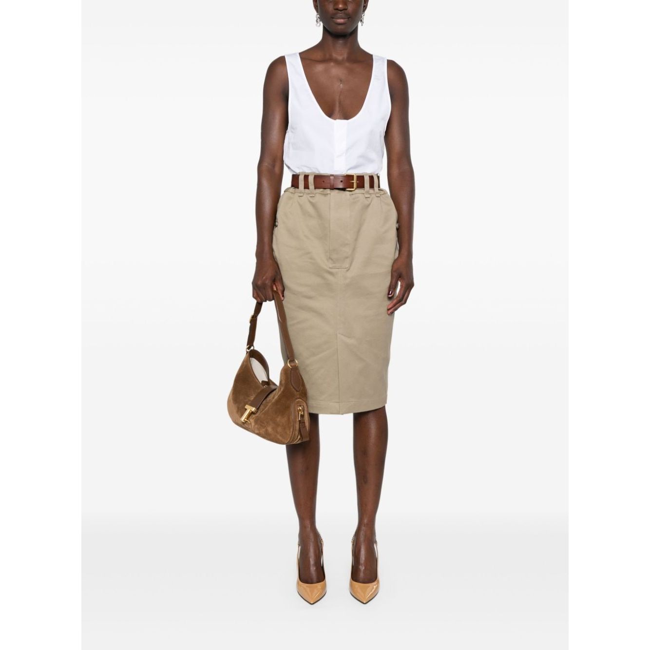 Saint Laurent semi-sheer Henley Tank Top 790074Y227W9000