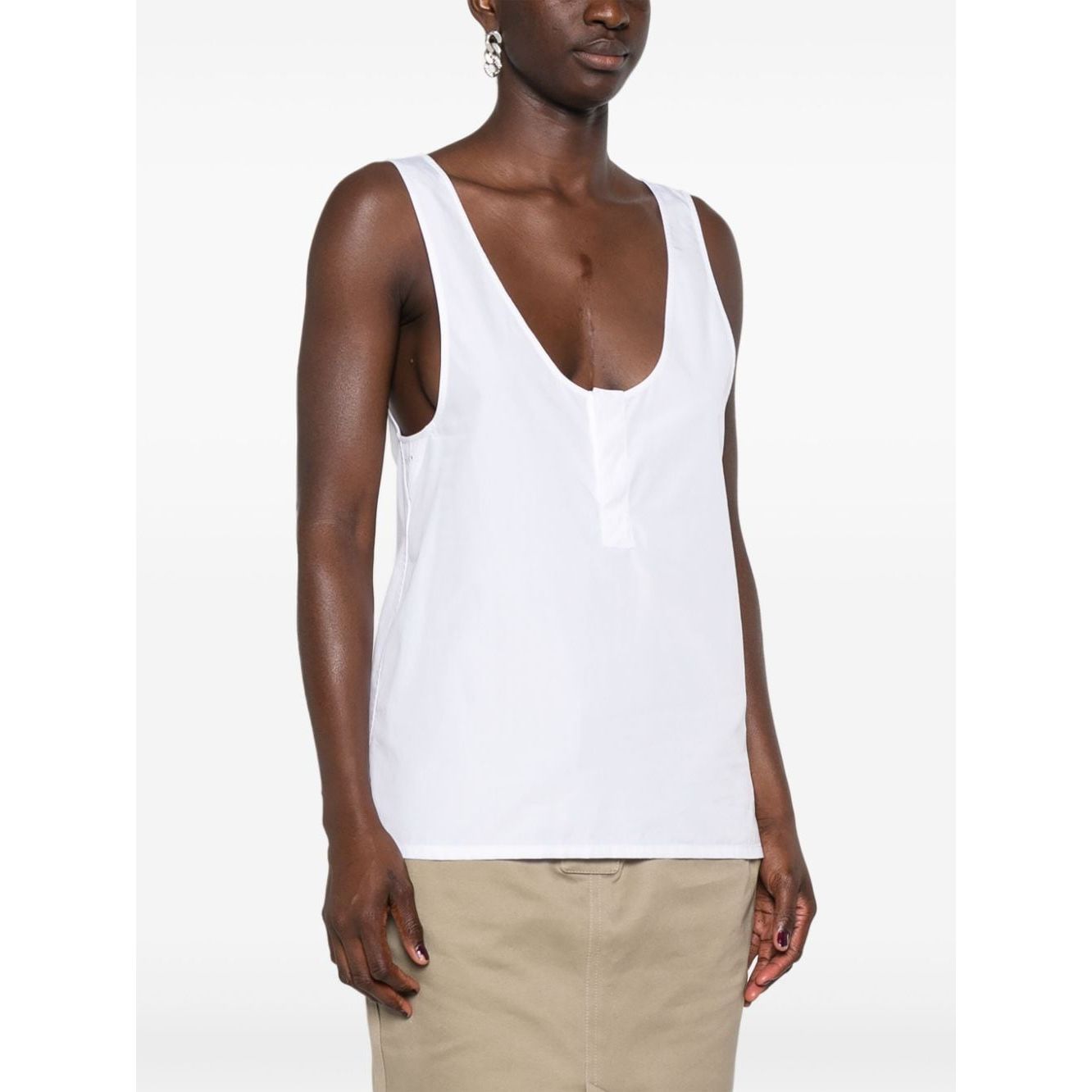 Saint Laurent semi-sheer Henley Tank Top 790074Y227W9000