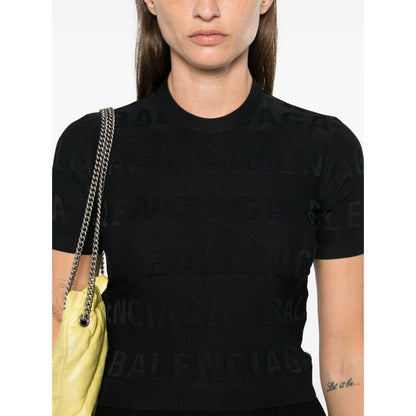 Balenciaga jacquard logo crop top