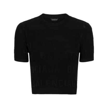Balenciaga jacquard logo crop top