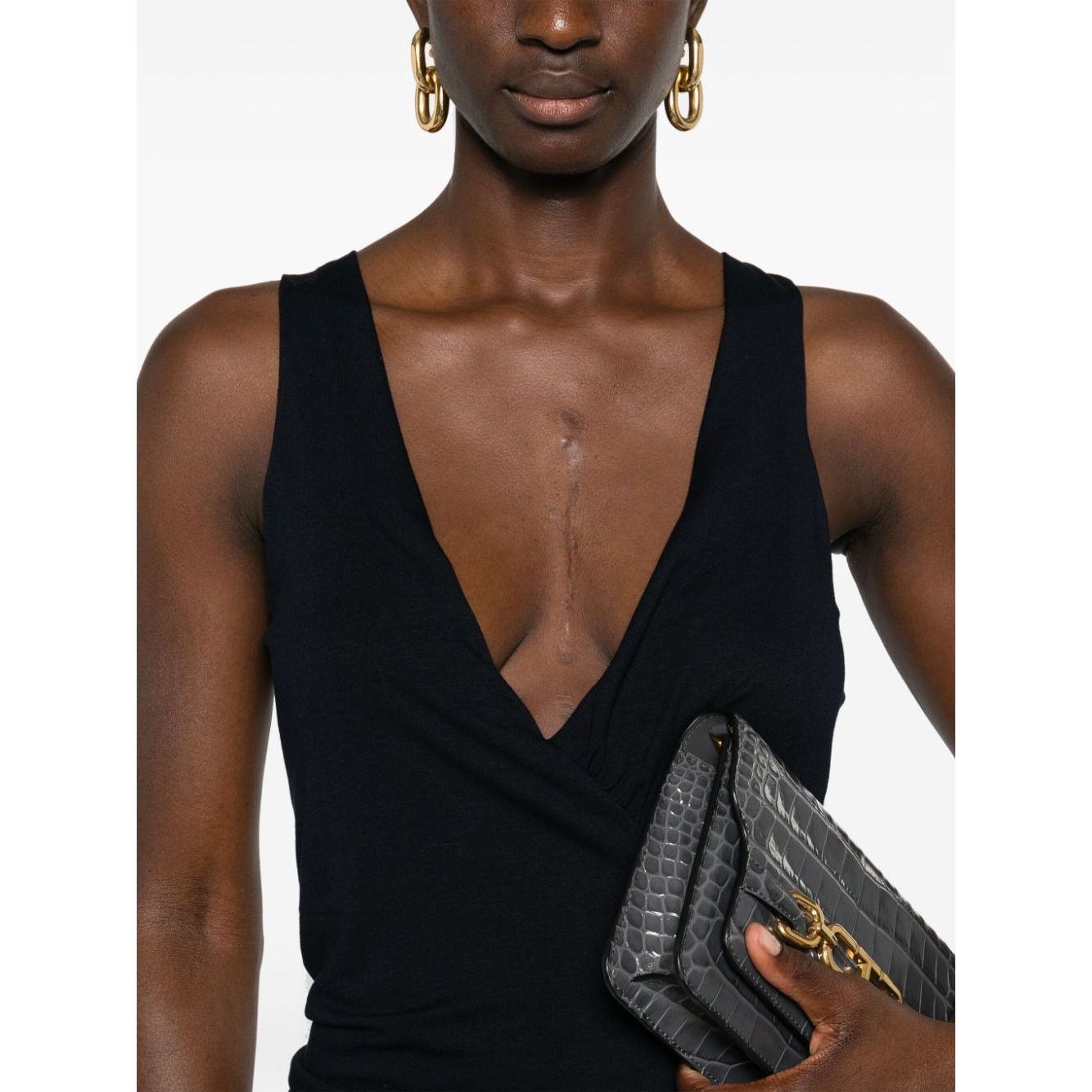 Saint Laurent ruched V-neck mini dress