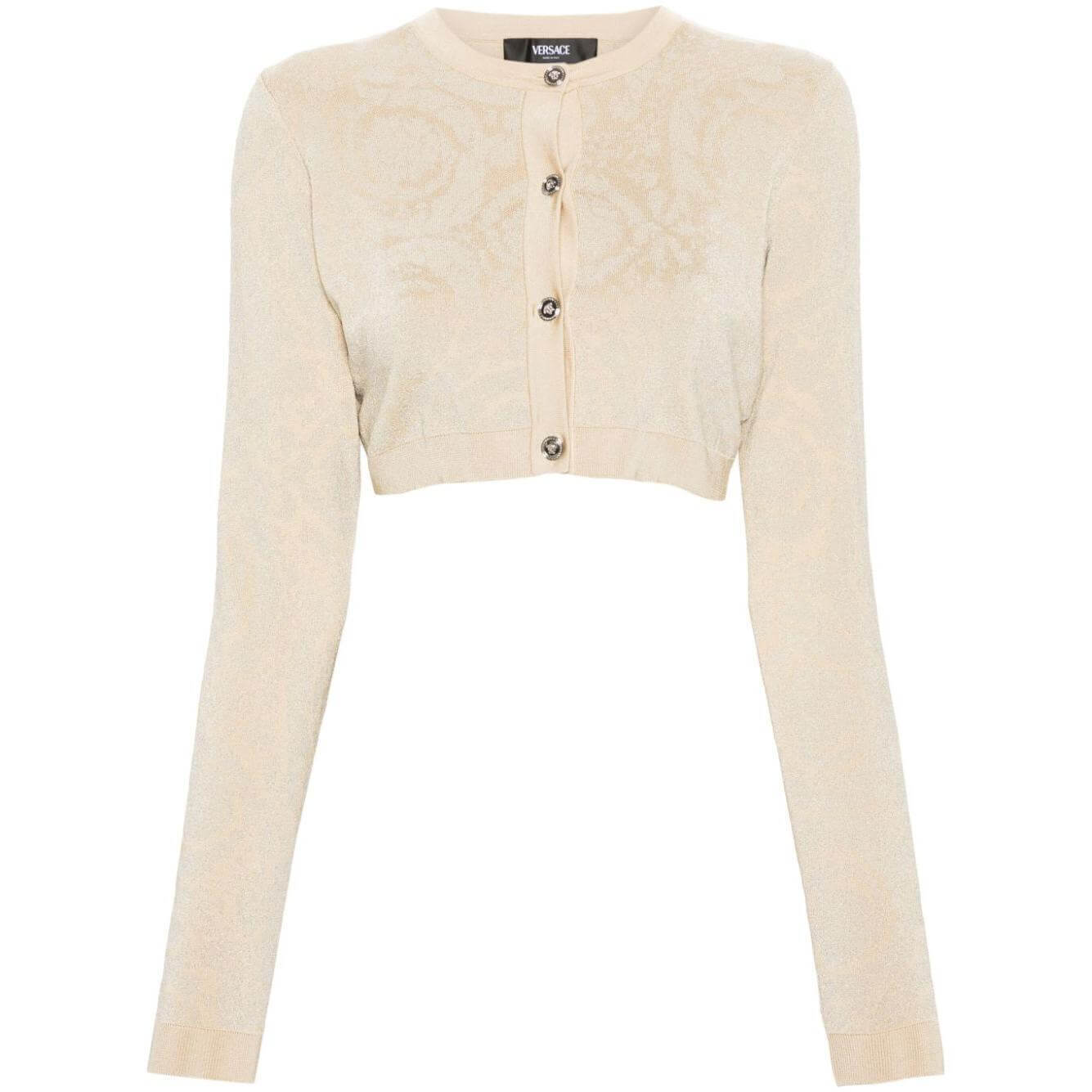 Versace Barocco lurex cropped cardigan Topwear