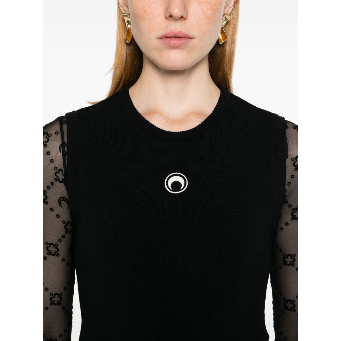 Marine Serre Crescent Moon-embroidered tank top Topwear