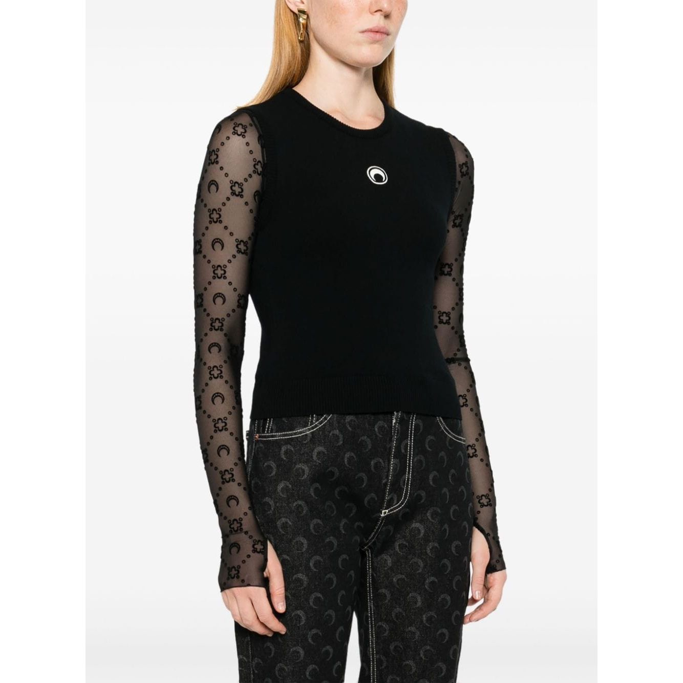 Marine Serre Crescent Moon-embroidered tank top Topwear