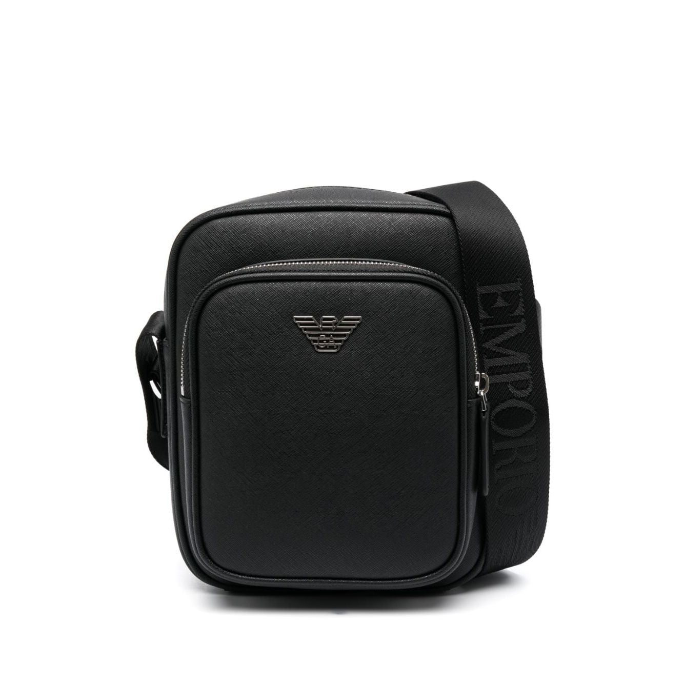 Emporio Armani logo-plaque Leather messenger bag
