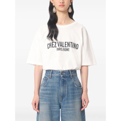 Valentino Cotton T-Shirt With Chez Valentino Print Topwear